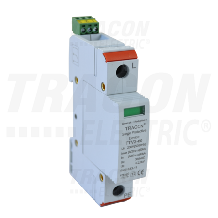 Descarcator de supratensiuni,AC,cl.2,elem.modular inlocuibil TTV2-60-1P 230 V, 50 Hz, 30/60 kA (8/20 us), 1P