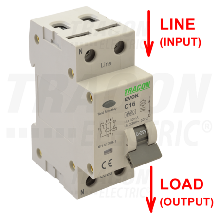 Disjunctor cu protectie diferentiala,2P,2 module, curba B EVOK2B1003 10A, 30 mA, 4,5kA, AC