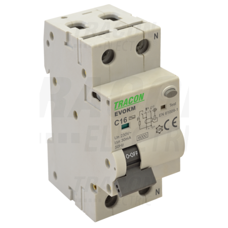 Disjunctor cu protectie diferentiala,2P,2 module, curba B EVOKM2B1003 10A, 30 mA, 6kA, AC