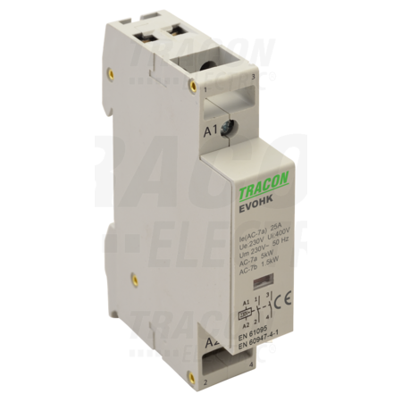 Contactor modular deinstalatii EVOHK2-25 230V, 50Hz, 1 Mod, 2×NO, AC1/AC7a, 25A,