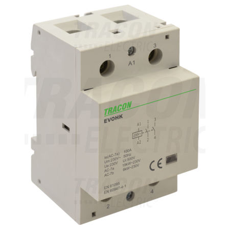 Contactor modular deinstalatii EVOHK2-80 230V, 50Hz, 3 Mod, 2×NO, AC1/AC7a, 80A,