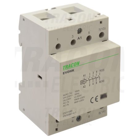 Contactor modular deinstalatii EVOHK4-40 230V, 50Hz, 3 Mod, 4×NO, AC1/AC7a, 40A,