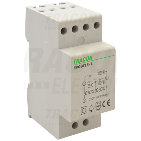 Transformator de protectie pt.sonerie evobt15/1 230v/4-8-12v ac, psmax.:15va, is:1,15a