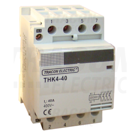 Contactor modular de instalatii thk4-40-24 230/400v, 50hz, 4p, 4×no, 40/15a, 8,4/2,4kw, 24v ac