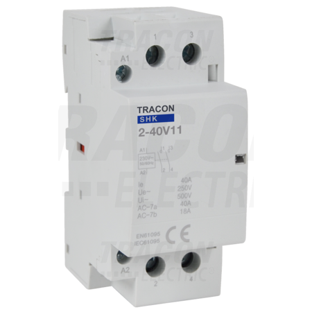 Contactor modular SHK2-40V11 230V AC, 50Hz, 2 Mod, 1×NO+1×NC, AC1/AC7a, 40A