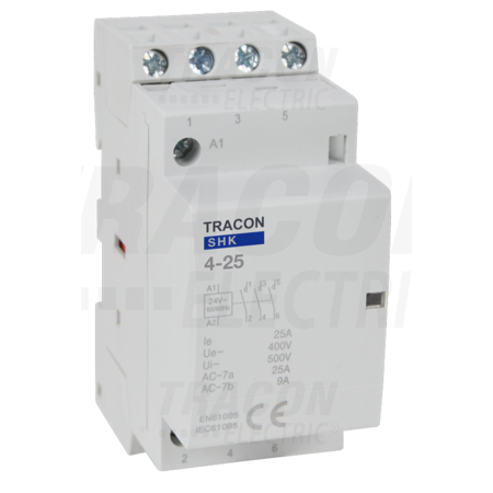 Contactor modular SHK4-25 230V AC, 50Hz, 2 Mod, 4×NO, AC1/AC7a, 25A