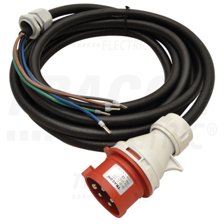 Cablu din cauciuc pentru cutii industriale de distributie tdb-cable5p32 gt 5×4mm 2, 5m, 32a, 5p