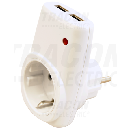 Adaptor priza cu doua porturiusb, alb usbd 85-265 vac 50/60 hz; usb: 5 vdc, max. 2,1 a