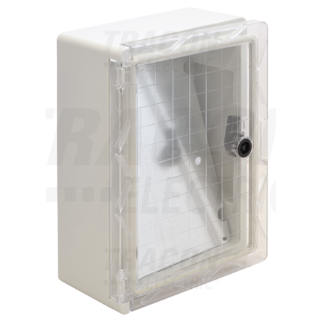 Cutie de distributie din mat. plastic cu usa transparenta TME332513T H×W×D=330×250×130mm, IP65, IK10, 1000V AC/DC, RAL7035