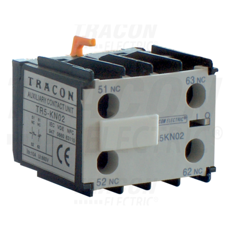 Contact auxiliar frontal, pentru contactor auxiliar TR1K TR5KN02 230V, 50Hz, 2A, 2×NC