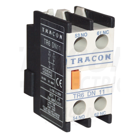 Contact auxiliar frontal, pentru contactor TR1D/F si TR1E TR6DN20 230V, 50Hz, 2A, 2×NO