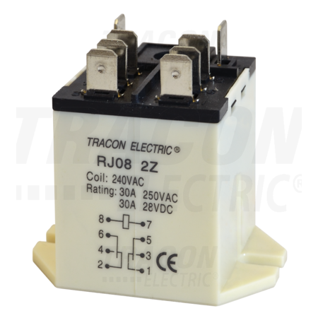 Releu de mare putere RJ08-240AC 230V AC / 2×CO (30A, 230V AC / 28V DC)