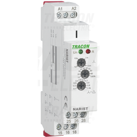 Releu de timp stea-triunghi narist ac/dc12-240v, t1:0,1s-10min t2:0,1s-1s 16a/ac1, 250vac/24vdc