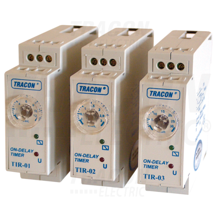 Releu de timp cu temporizare la actionare tir-01 230v ac/24v ac/dc, 0.1-12s, 5a/250v ac