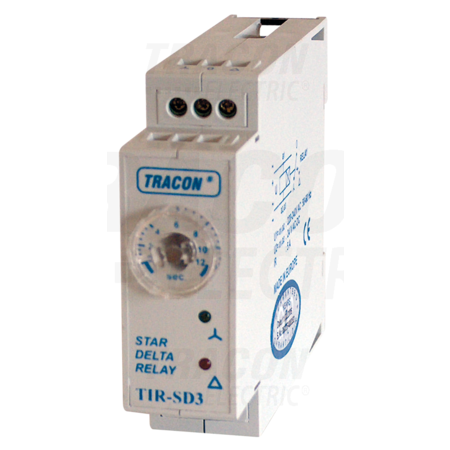 Releu de timp stea-triunghi, varianta ingusta tir-sd3 5a/250v ac, t1=0.25s-30s, t2=0.02s-1s