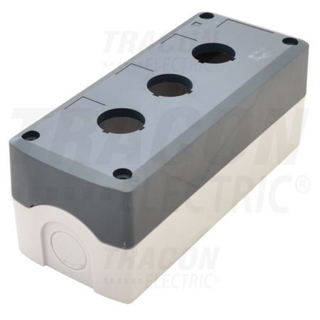 Carcasa pentru butoane, gri, 3 nygd-3gr d=22,5, ip65, 2×pg-13,5