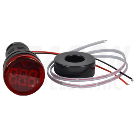Ampermetru, indicator LED,rosu NYG3-AR 1-100A, Um=230VAC, d=22mm