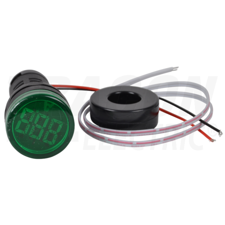 Ampermetru, indicator LED,verde NYG3-AG 1-100A, Um=230VAC, d=22mm