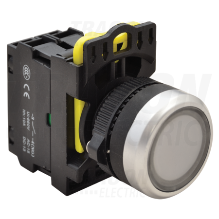 Buton cu semnalizare luminoasa, alb nyg3-lw 1×no, 5a/230v ac-15, ip65, led 230v ac/dc