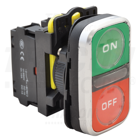 Buton dublu pornit-oprit, on-off, verde + rosu nyg3-d2 1×no+1×nc, 5a/230v ac-15, ip65