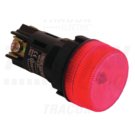 Lampa de semnalizare,mat.plastic,rosie, in carcasa, fara bec nygev164pt 0,4a/250v ac, d=22mm, ip44