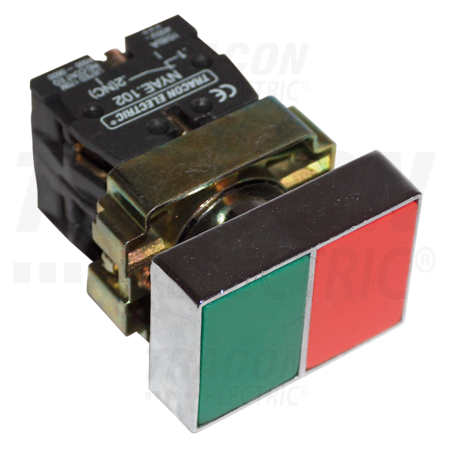 Buton dublu pornit-oprit, verde+rosu nykk8325 1×nc+1×no, 3a/400v ac, ip42