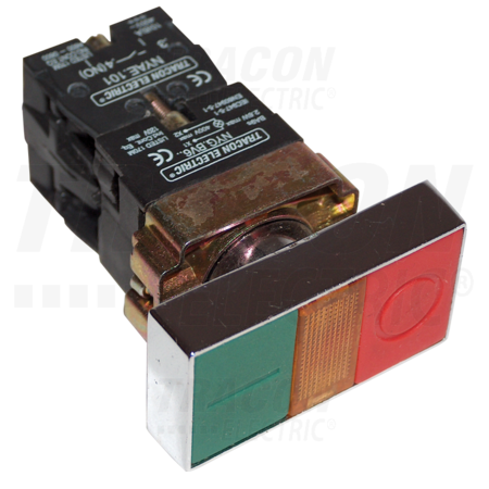 Buton dublu pornit-oprit, verde+rosu, iluminat nykk8365 1×nc+1×no, 3a/400v ac, ip42