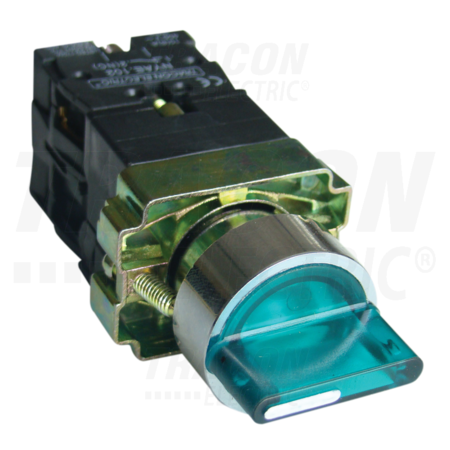 Comutator cu brat, iluminat, verde, led, 3 pozitii nygbk3365z 1×nc+1×no, 3a/400v ac, ip42