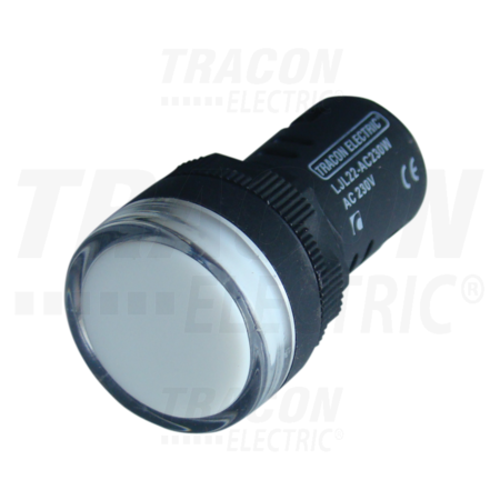 Lampa de semnalizare cu LED, alba LJL22-DC230W 230V DC, d=22mm