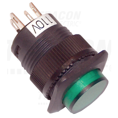 Comutator mini cu semnalizare luminoasa, verde MNK-002G 1×NO, 2V AC/DC