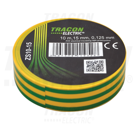 Banda izolatoare, verde-galben ZS10-15 10m×15mm, PVC, 0-90°C, 40kV/mm