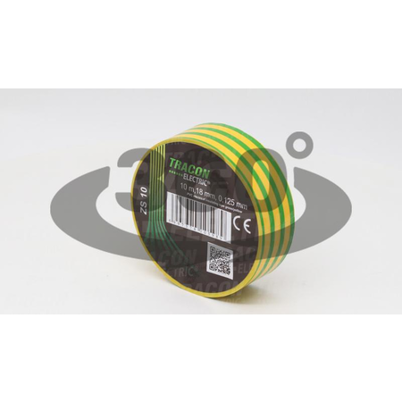 Banda izolatoare, verde-galben zs10 10m×18mm, pvc, 0-90°c, 40kv/mm