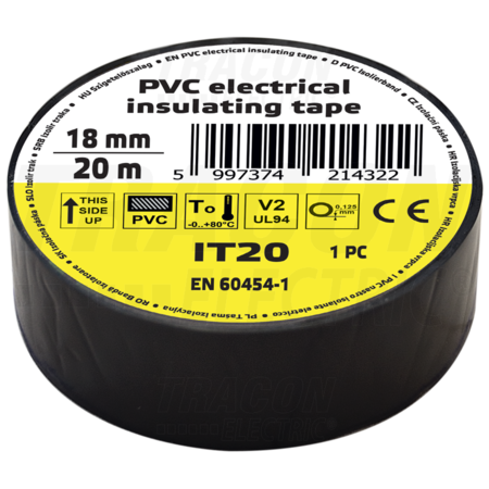 Banda izolatoare, neagra it20 20m×18mm, pvc, 0-80°c, 5.5kv/mm