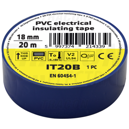 Banda izolatoare, albastra it20b 20m×18mm, pvc, 0-80°c, 5.5kv/mm