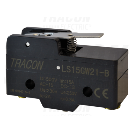 Limitator de cursa cu tija si arc LS15GW21-B 1×CO, 2A/230V AC, 17mm, IP00