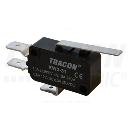 Micro intrerupator cu tija si arc KW3-31 1×CO 10(3)A/230V, 28mm, 6,3x0,8 mm, IP00