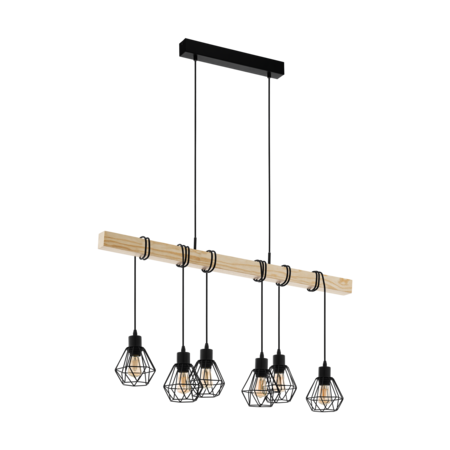 Lampa suspendata TOWNSHEND 5 negru, brown 220-240V,50/60Hz