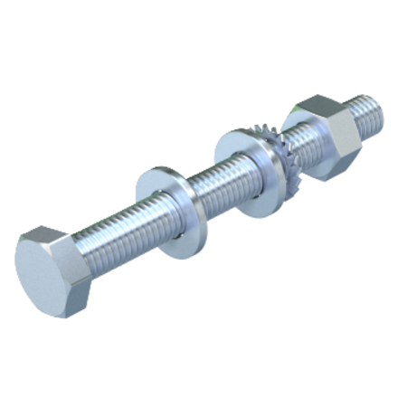 Hexagonal bolt with nut and washer m10 | type sks 10x30 f