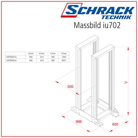 Schrack Rama dubla profil 19, l=616 x h=1365 x a=700, 27u