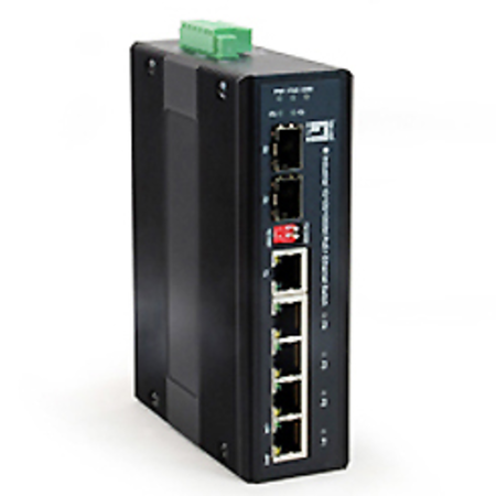 Switch 4xRJ45 (PoE+) + 1RJ45 + 1xSFP, 126W, pentru sina DIN