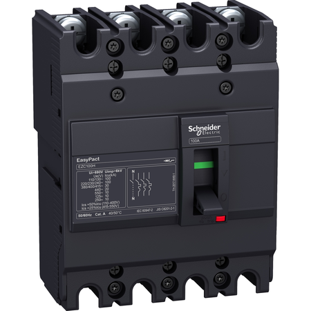 Intreruptor circuit Easypact EZC100N - TMD - 50 A - 4 coloane 3d