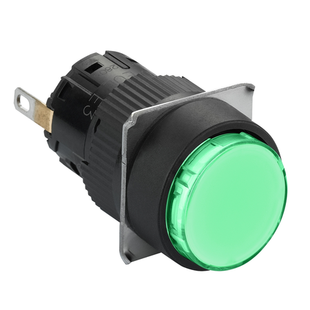 Lampa pilot rotunda Ø16 - ip65 - verde - led 24vdc integr. polariz - conector