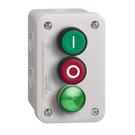 Statie control cu buton verde 1no + buton rosu 1nc + verde pilot - led - 24v