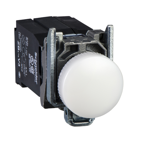 Lampa pilot completa alba Ø 22, lentila simpla, bec ba9s 220 - 240 v