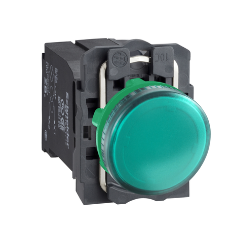 Lampa Pilot Completa Verde Ø22Lentile Plane Cu Bec Ba9S 110 - 120V