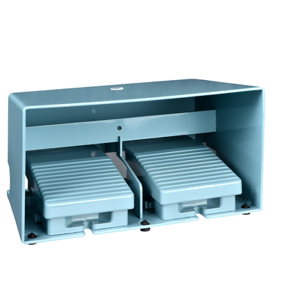 Comutator-pedala dublu - ip66 - cu capac - metal - albastru - 2 no + 3 nc