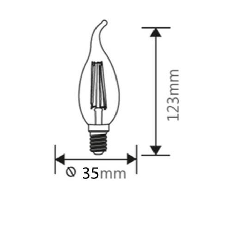 Sursa de iluminat, bec filament candle tail c35 4w e14 advance 2700k