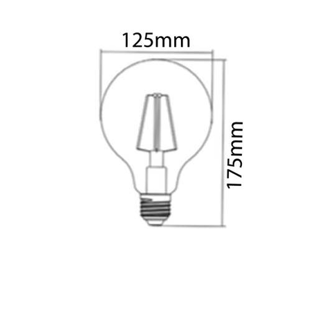 Braytron Sursa de iluminat, bec filament g125 6w e27 advance 2200k