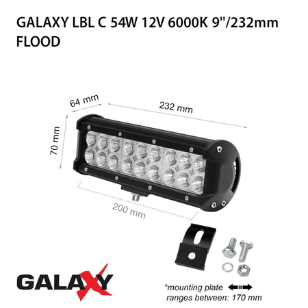 Proiector bara LED GALAXY LBL C 54W 12/24V 6000K 9``/232mm