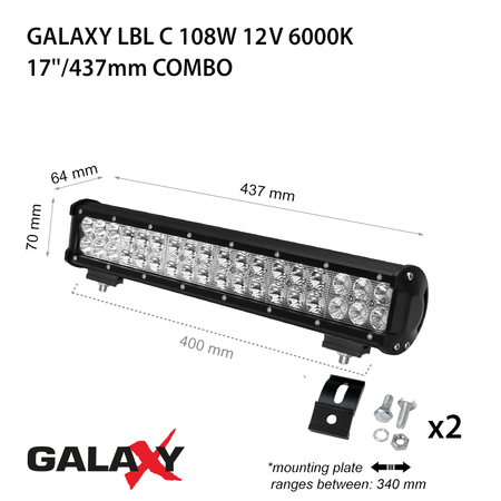 Proiector bara LED GALAXY LBL C 108W 12/24V 6000K 17``/437mm